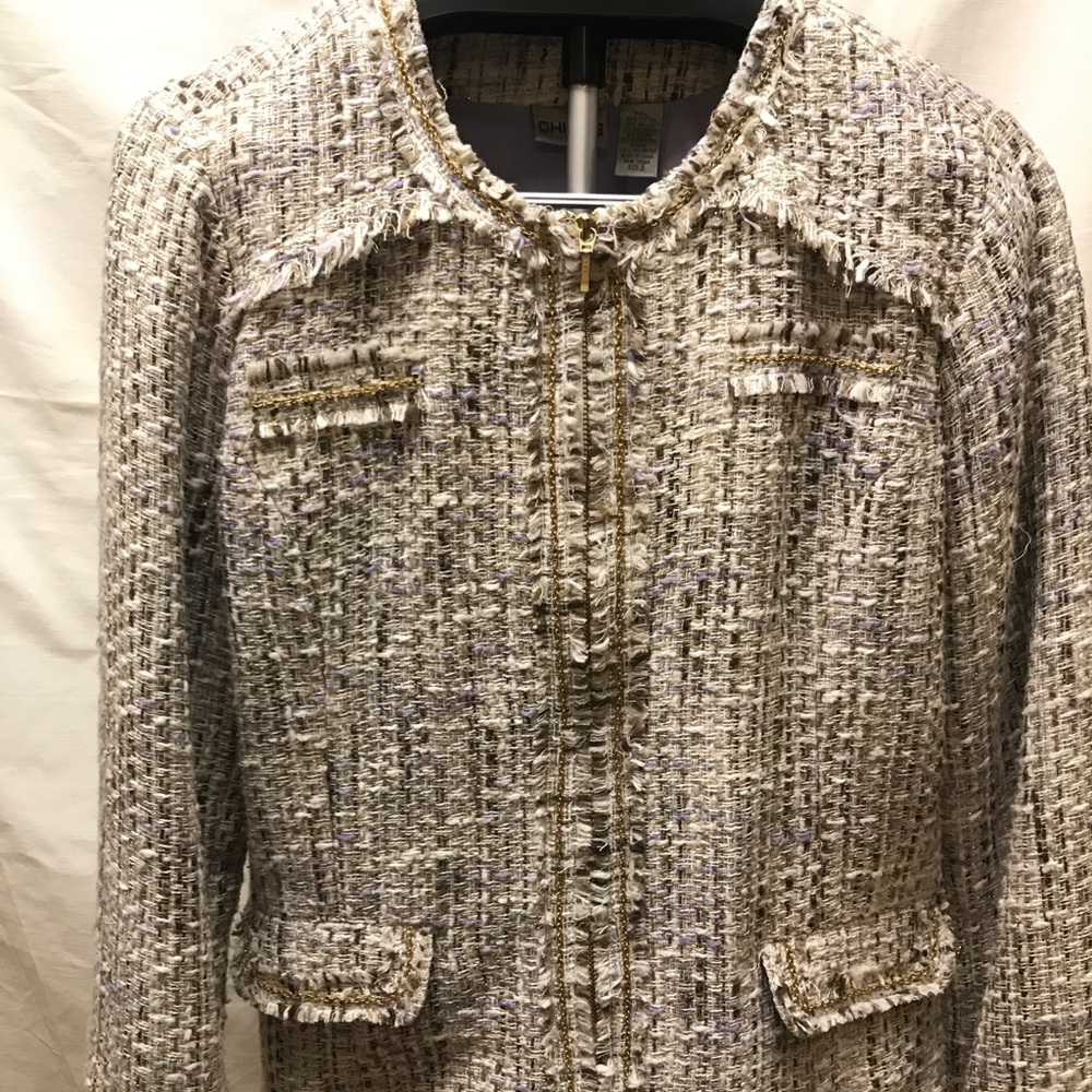 Chico's frayed tweed blazer